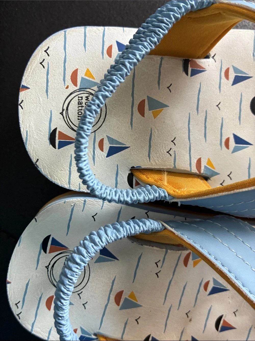 wonder nation Blue and Yellow Sailboat Toddler Flip Flops
